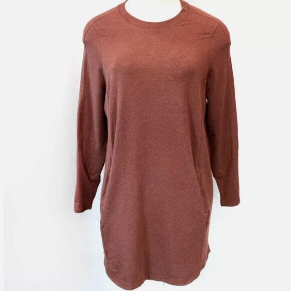 Athleta Plus Mahogany Brown Balance Coaster Luxe Sweatshirt Dress 1X Double list - Picture 3 of 7